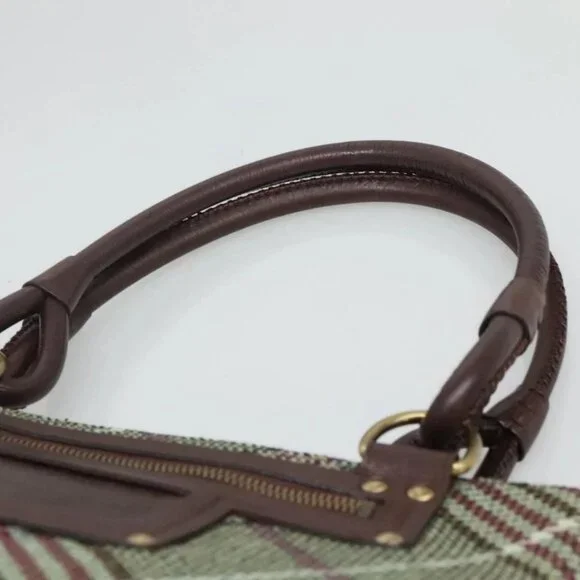 BURBERRY Nova Check Tote Bag Wool Green Gold